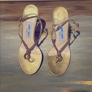 Jimmy Choo Knotted Chain Thong Heels Size 38 1/2